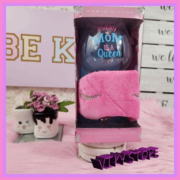 {PARIS HILTON} Wine Glass & Eye Mask Set 22 oz {wine glass} - Picture 1 of 3